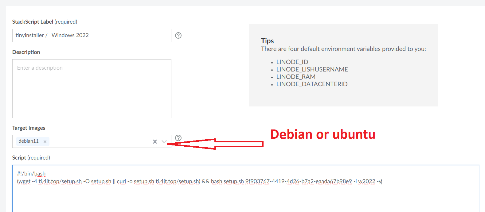 usage-on-linode step 4