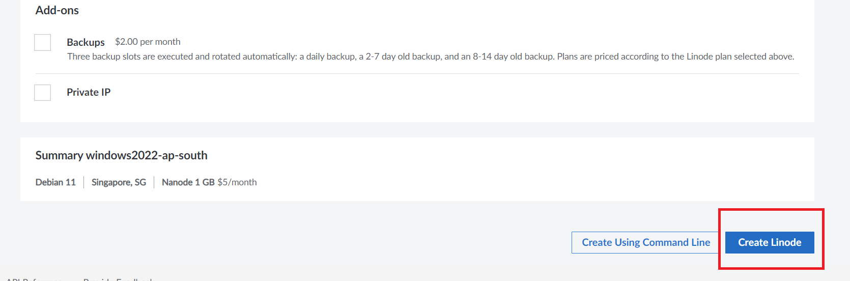 usage-on-linode step 7