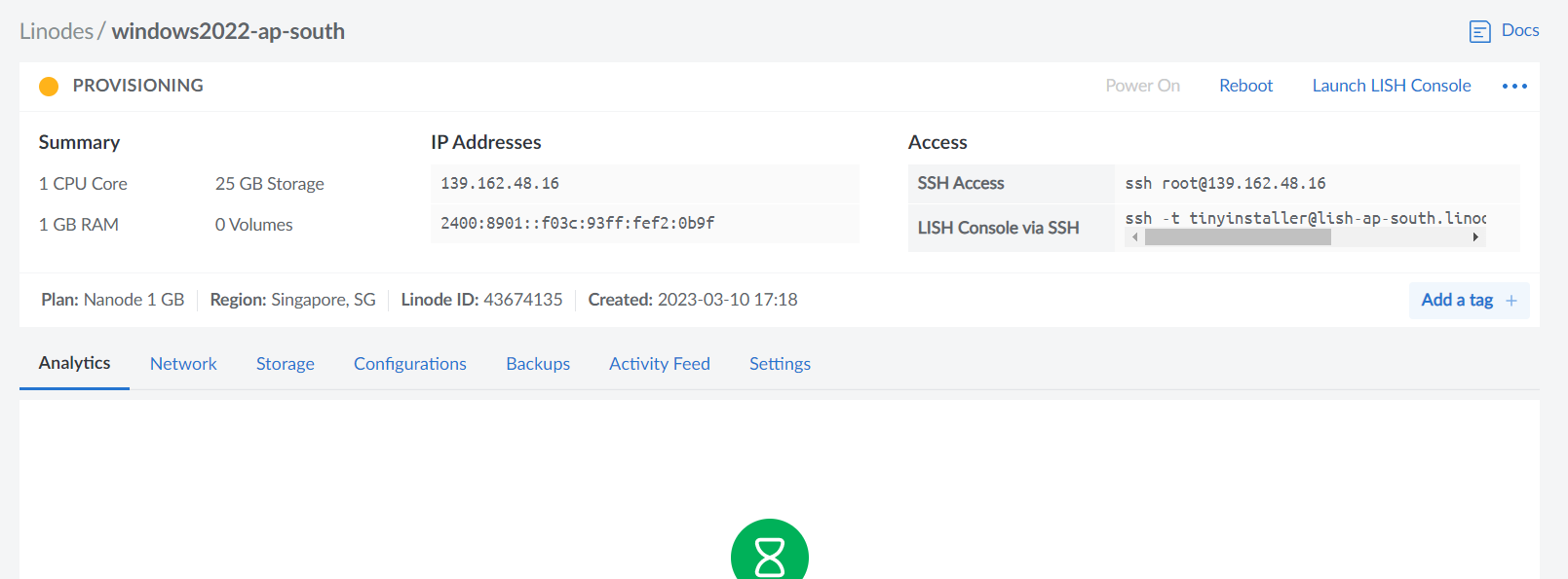 usage-on-linode step 8