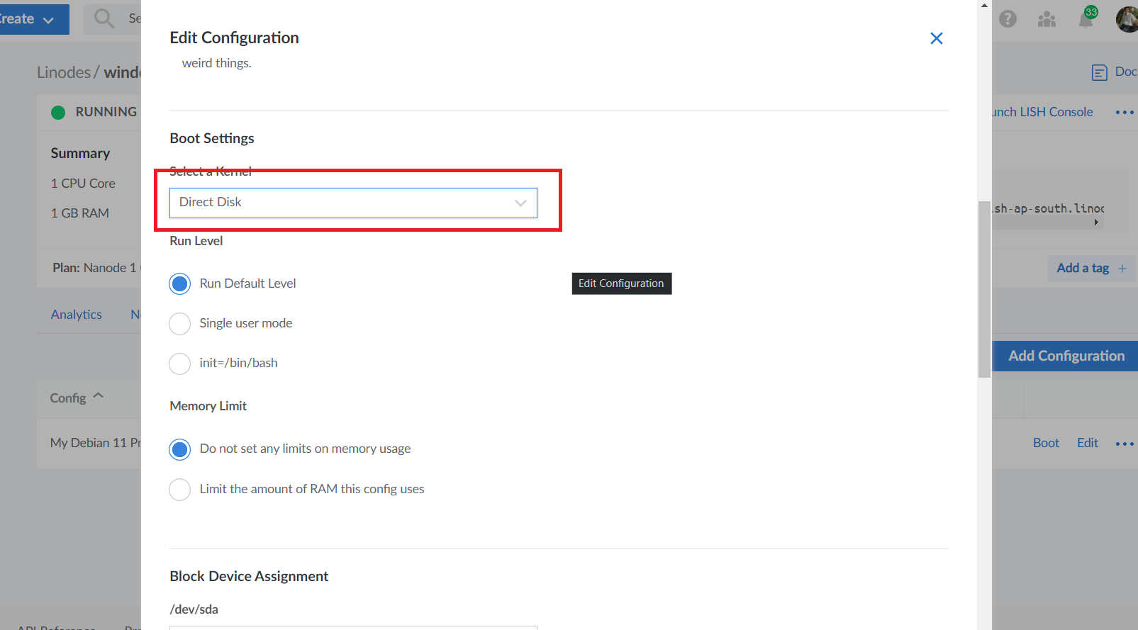 usage-on-linode step 11