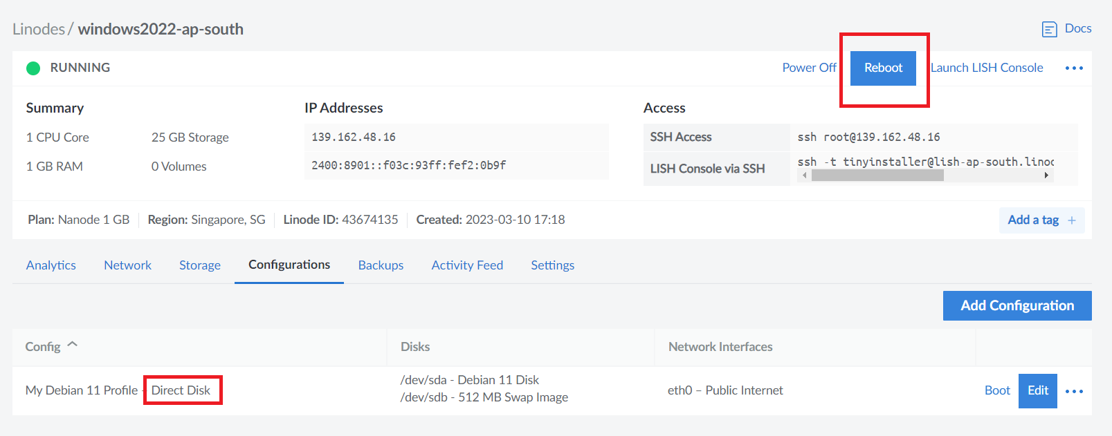 usage-on-linode step 12